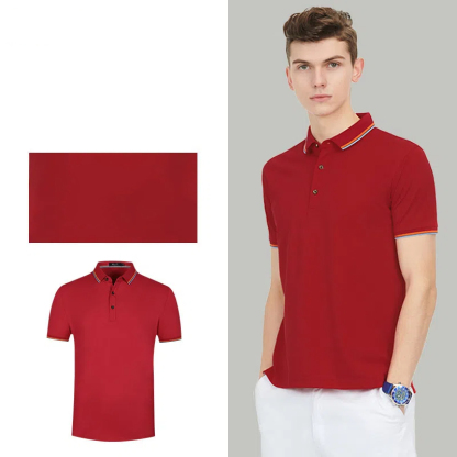 Sports-embroidered roll-neck polo shirt