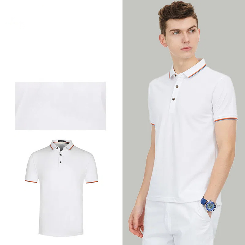 Sports-embroidered roll-neck polo shirt