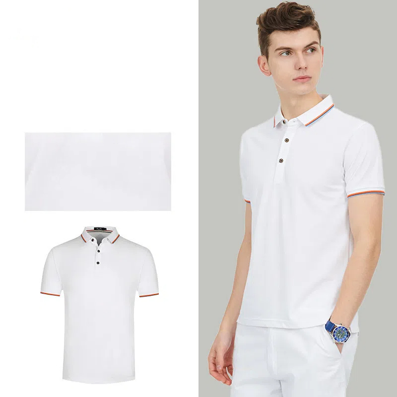 Sports-embroidered roll-neck polo shirt