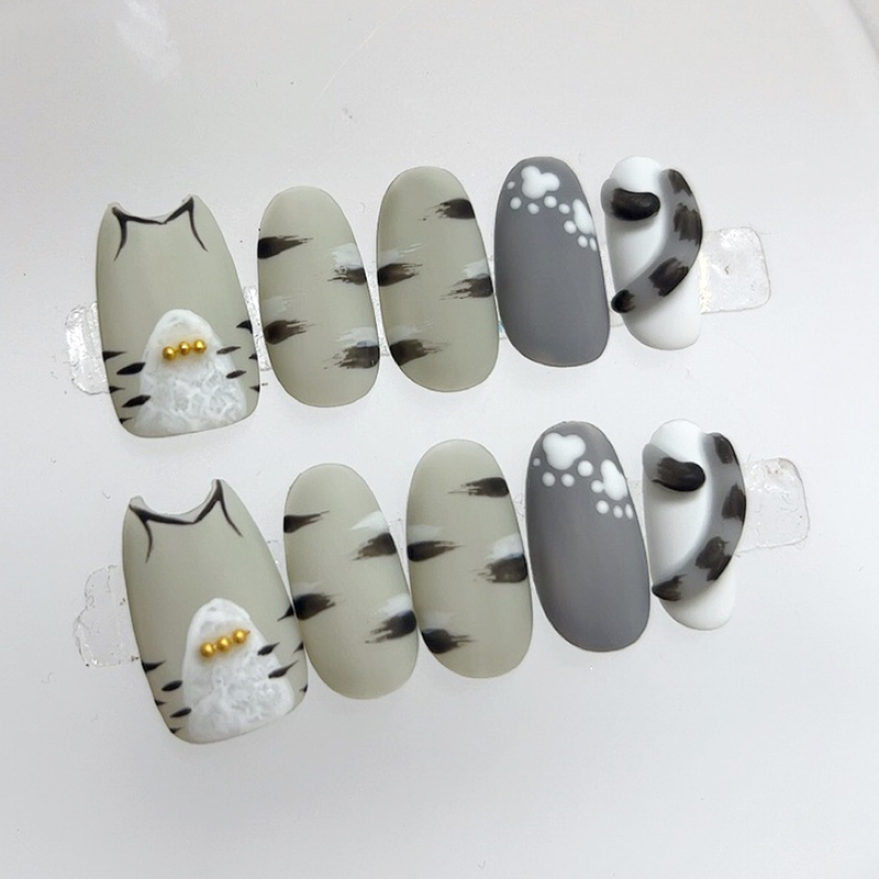 DANNOROLA ハンドメイド 3D手描きアーマー着用 漫画風かわいい灰猫アーマー着用パッチ