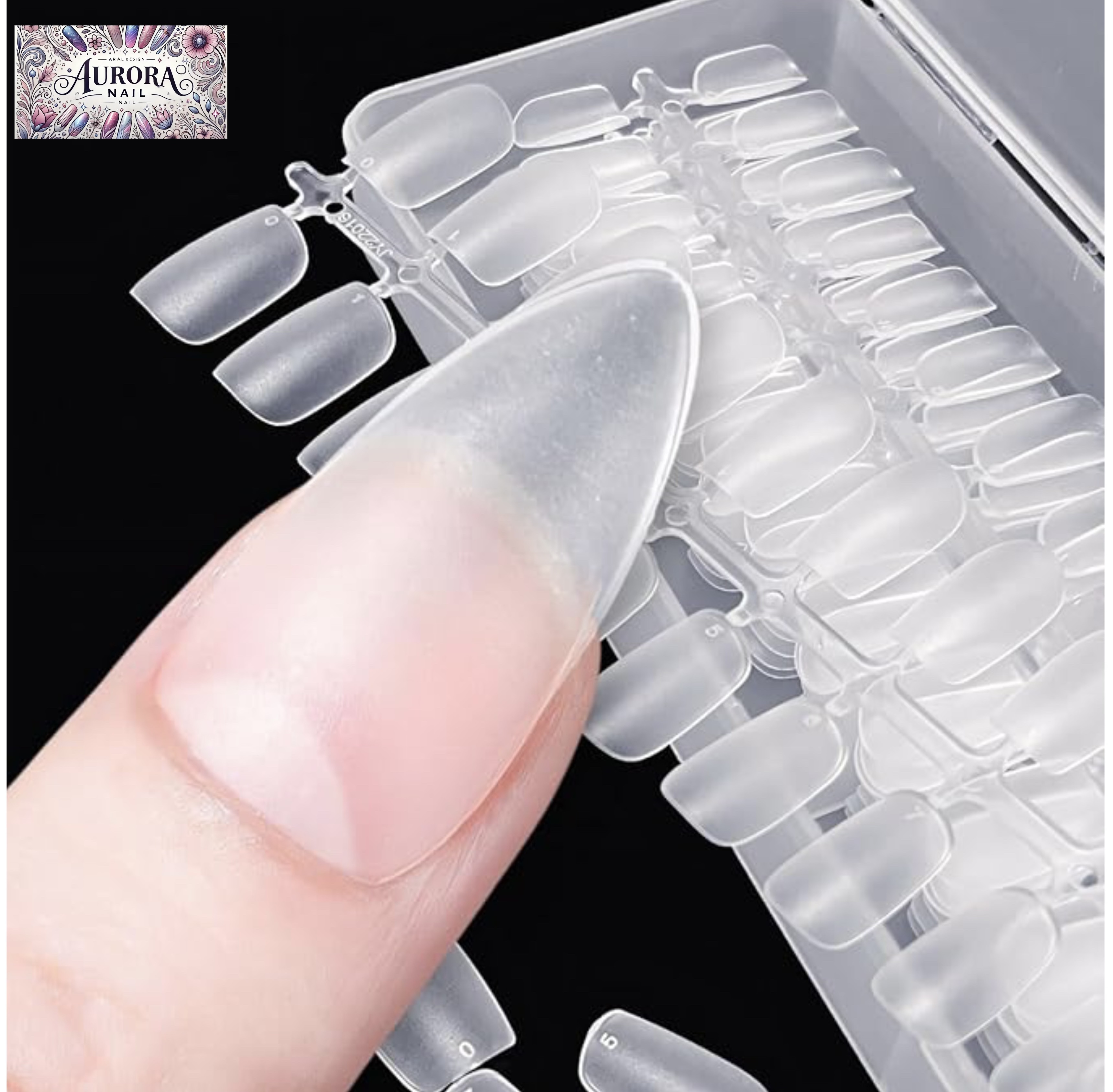 AURORA ネイルチップ 超薄 ショート クリア サンディング 自然なフィット感 つけ爪