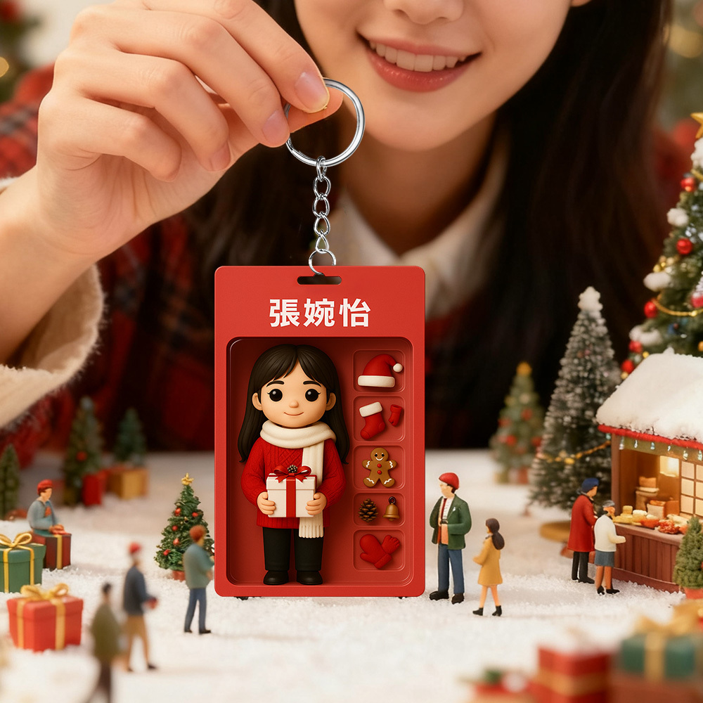 全身可自訂 3D 效果動作人物包裝玩具盒風格藝術禮物個性化 2D 印刷壓克力鑰匙圈禮物