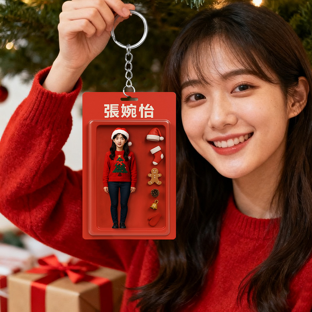全身可自訂 3D 效果動作人物包裝玩具盒風格藝術禮物個性化 2D 印刷壓克力鑰匙圈禮物