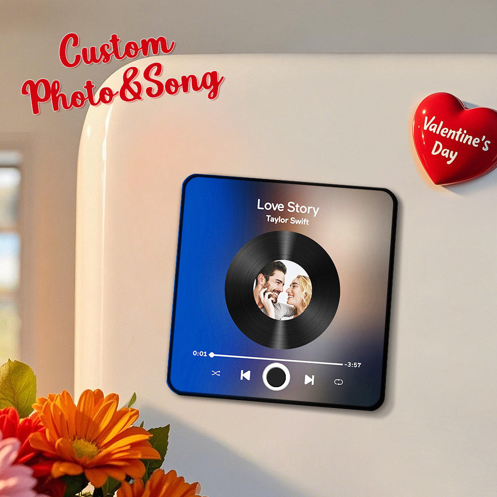 母親節個性相簿冰箱貼音樂牆照片貼紙無需手機即可播放音樂樂章音樂冰箱貼專業版可播放歌曲 - PhotoMoonLampTW