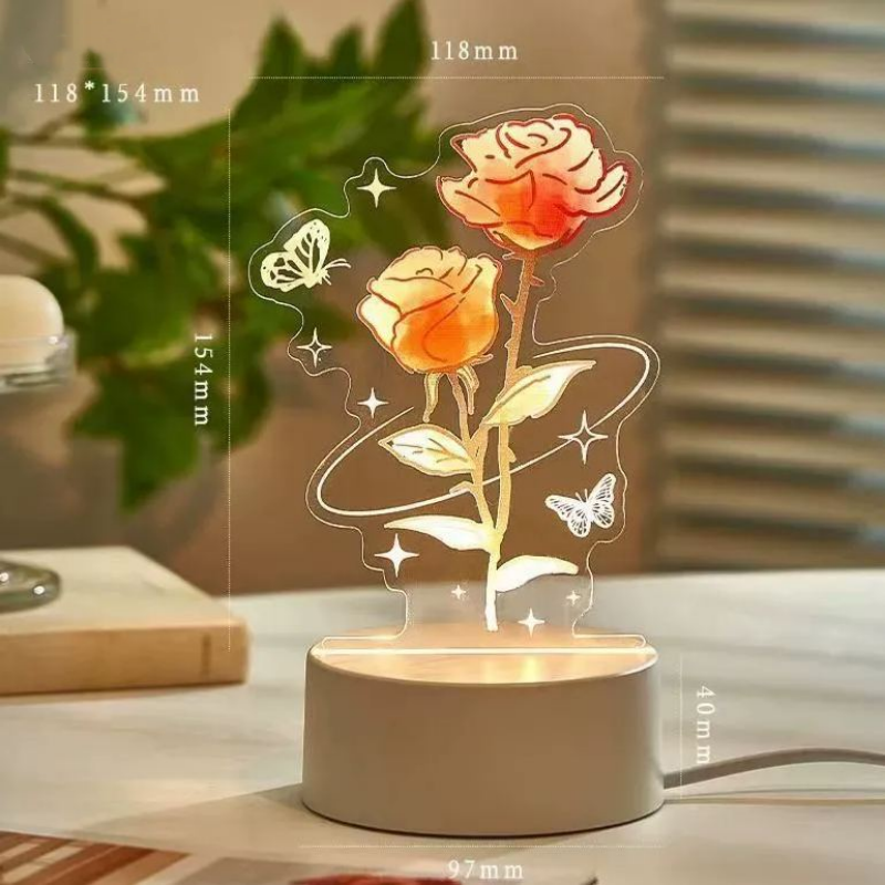 個人化永生玫瑰鬱金香鈴蘭led夜燈 – 母親節訂製花燈禮物送給媽媽 - PhotoMoonLampTW