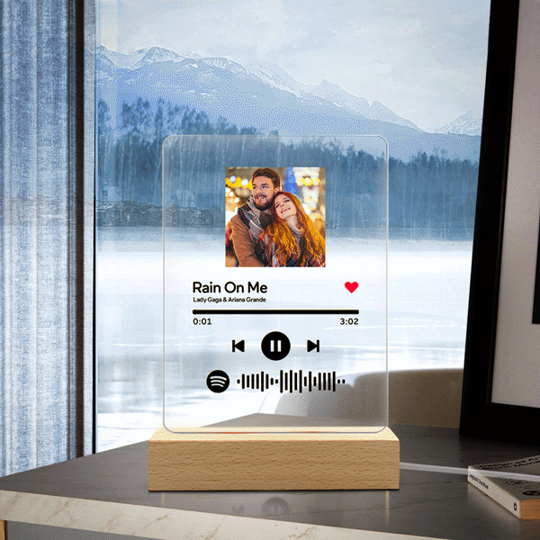 個性化 Spotify 代碼燈定制照片亞克力夜燈送給情人的聖誕禮物（5.9 英寸 X 7.7 英寸） - PhotoMoonLampTW