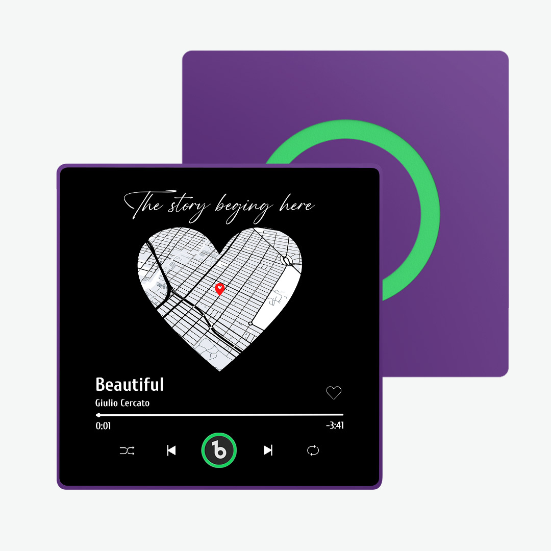 客製化紫水晶色音樂冰箱貼,全新4.0升級版音樂牆貼,無需手機即可播放音樂,多種款式,情侶禮物 - PhotoMoonLampTW