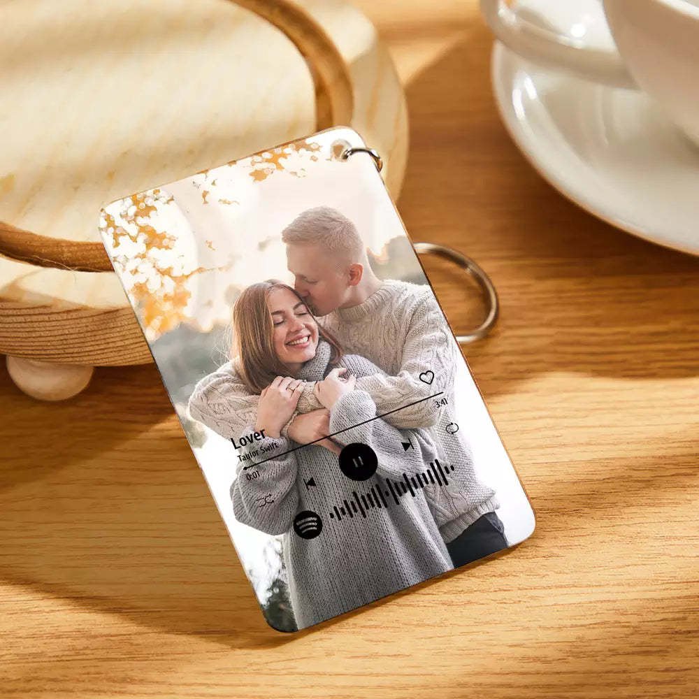 情侶定制亞克力 Spotify 玻璃鑰匙扣/牌匾禮物 - PhotoMoonLampTW