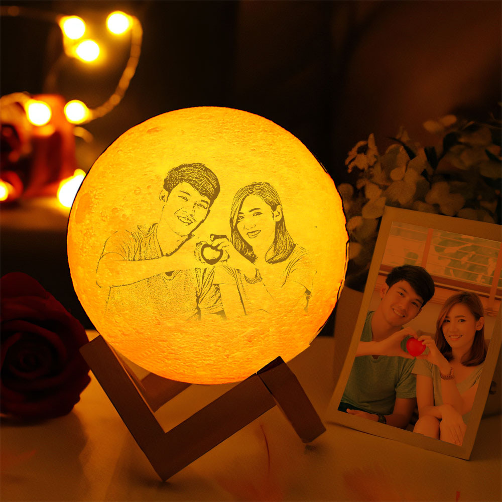 客製化照片可刻字3D打印月球燈週年紀念禮物