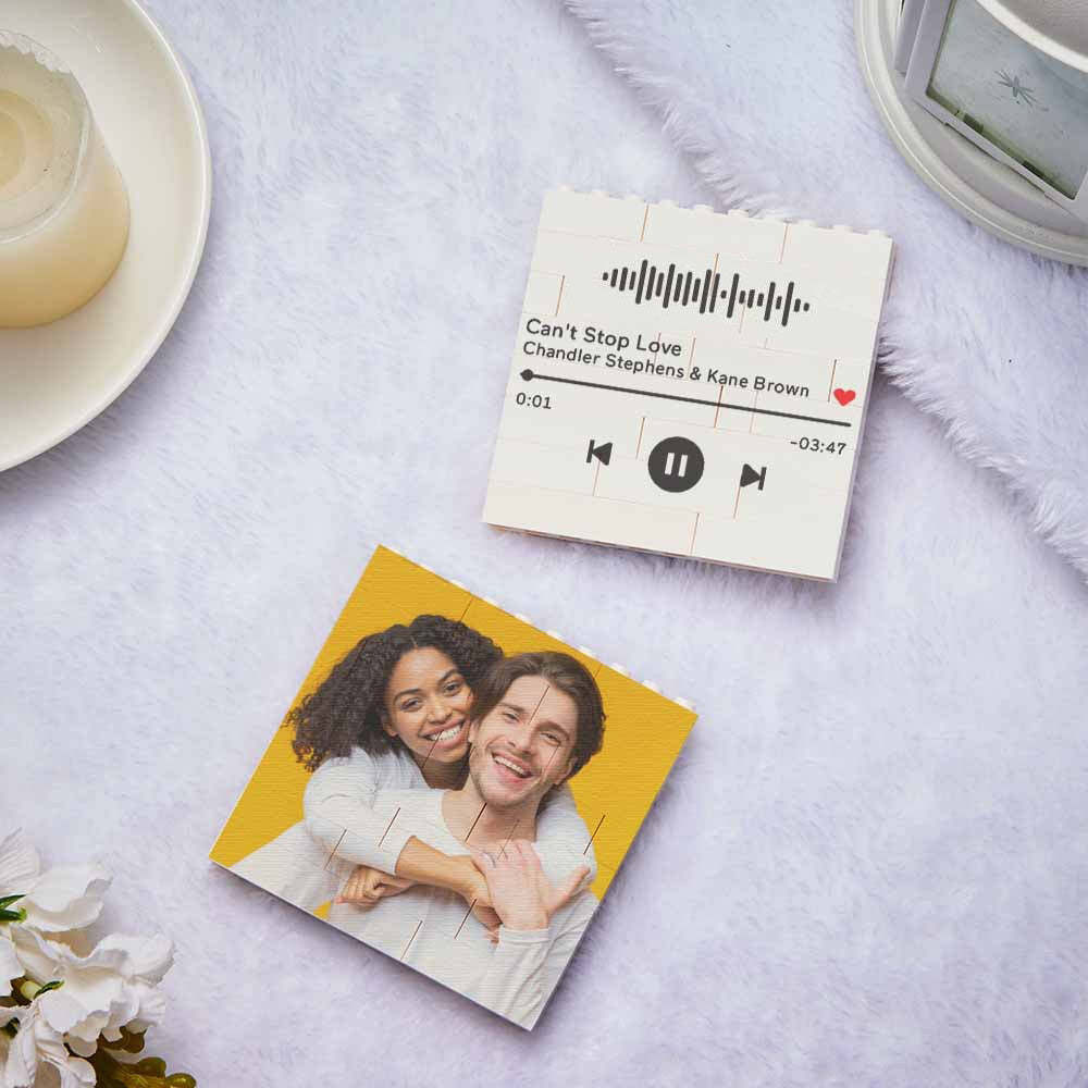 個性化積木拼圖方形相片積木音樂代碼自定義文字框 - PhotoMoonLampTW