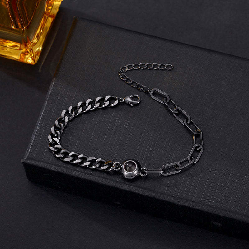 客製化照片手鍊 個人化照片投影手鍊 圓形照片手鍊 適合他 - PhotoMoonLampTW