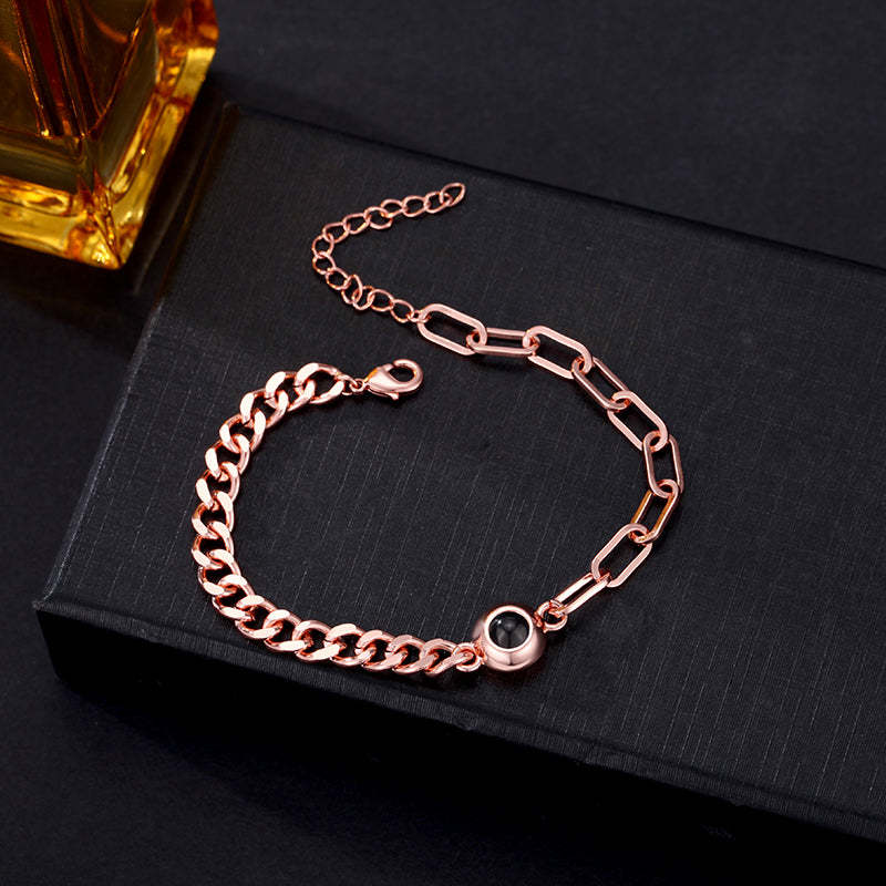 客製化照片手鍊 個人化照片投影手鍊 圓形照片手鍊 適合他 - PhotoMoonLampTW