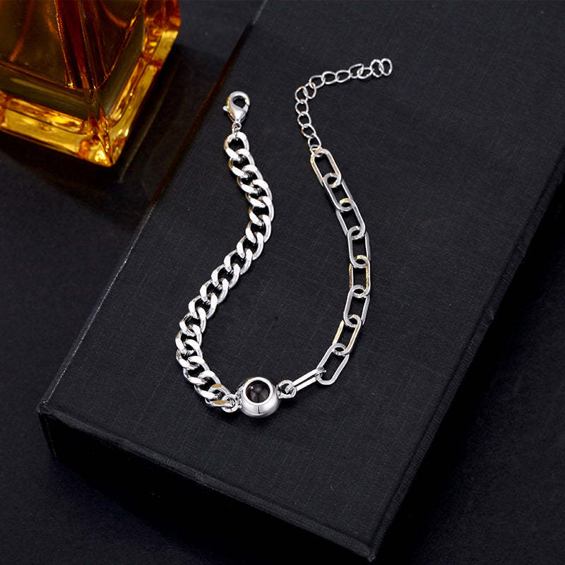 客製化照片手鍊 個人化照片投影手鍊 圓形照片手鍊 適合他 - PhotoMoonLampTW