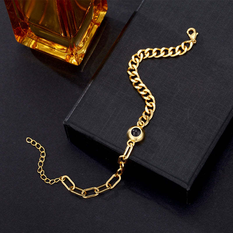 客製化照片手鍊 個人化照片投影手鍊 圓形照片手鍊 適合他 - PhotoMoonLampTW