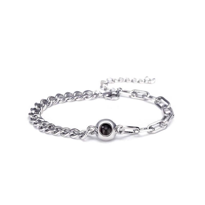 客製化照片手鍊 個人化照片投影手鍊 圓形照片手鍊 適合他 - PhotoMoonLampTW