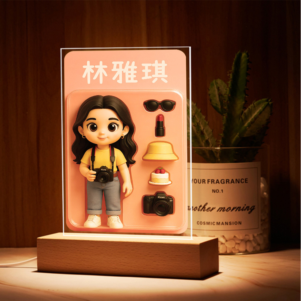 全身客製化 3d 效果活動人偶包裝玩具盒風格藝術禮物個人化 2d 印刷壓克力夜燈禮物