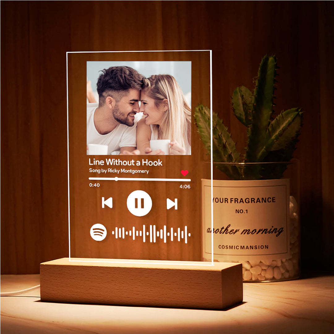 定制照片燈可掃描 Spotify 代碼亞克力小夜燈（5.9 英寸 X 7.7 英寸） - PhotoMoonLampTW