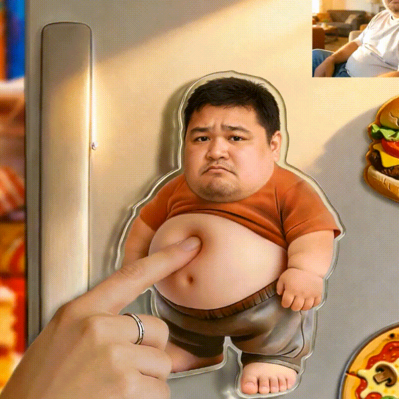 客製化人臉軟萌肚皮防撞壓克力冰箱貼 – 個人化照片冰箱貼,柔軟可捏肚皮,可愛趣味情侶/朋友禮物