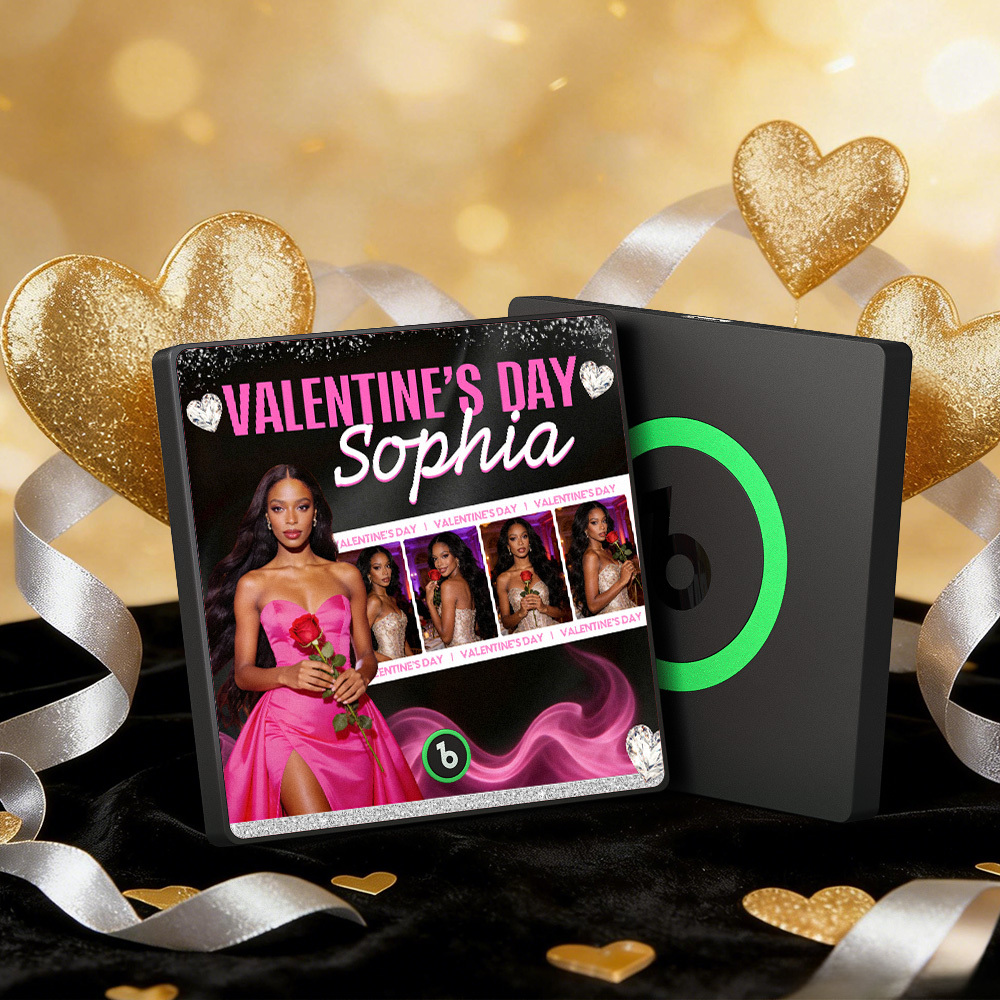 客製化音樂冰箱貼紙 彩色相框專輯冰箱貼紙 可播放歌曲 愛心氣球情人節禮物 - PhotoMoonLampTW