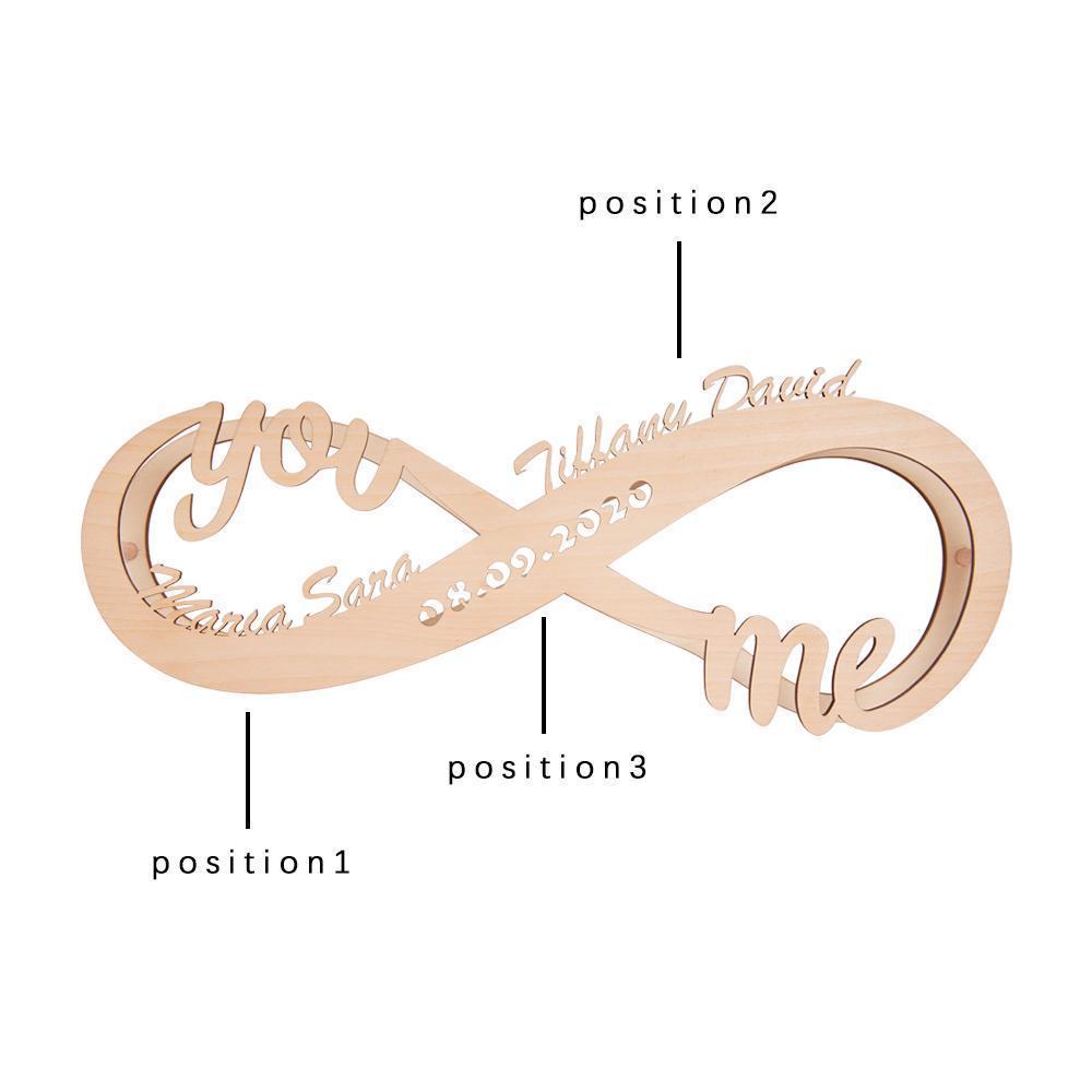 Birthday Gifts Custom Lamp Engraved Wooden Nightlight Personalized Name Sign Light Infinity Love for Her