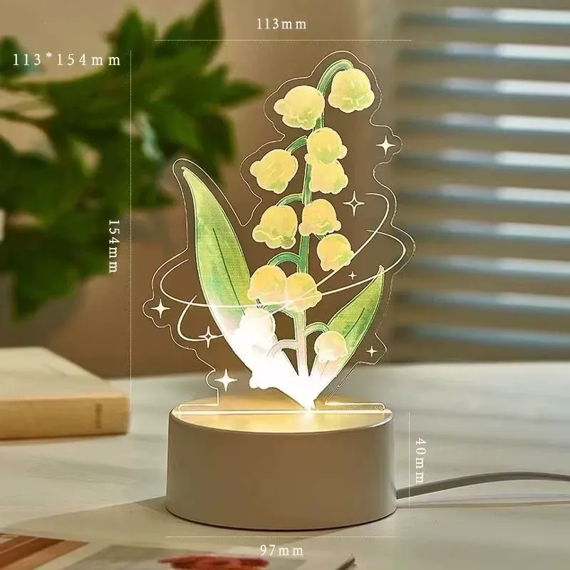 個人化永生玫瑰鬱金香鈴蘭led夜燈 – 母親節訂製花燈禮物送給媽媽 - PhotoMoonLampTW
