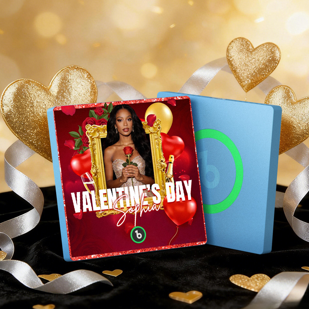 客製化音樂冰箱貼紙 彩色相框專輯冰箱貼紙 可播放歌曲 愛心氣球情人節禮物 - PhotoMoonLampTW