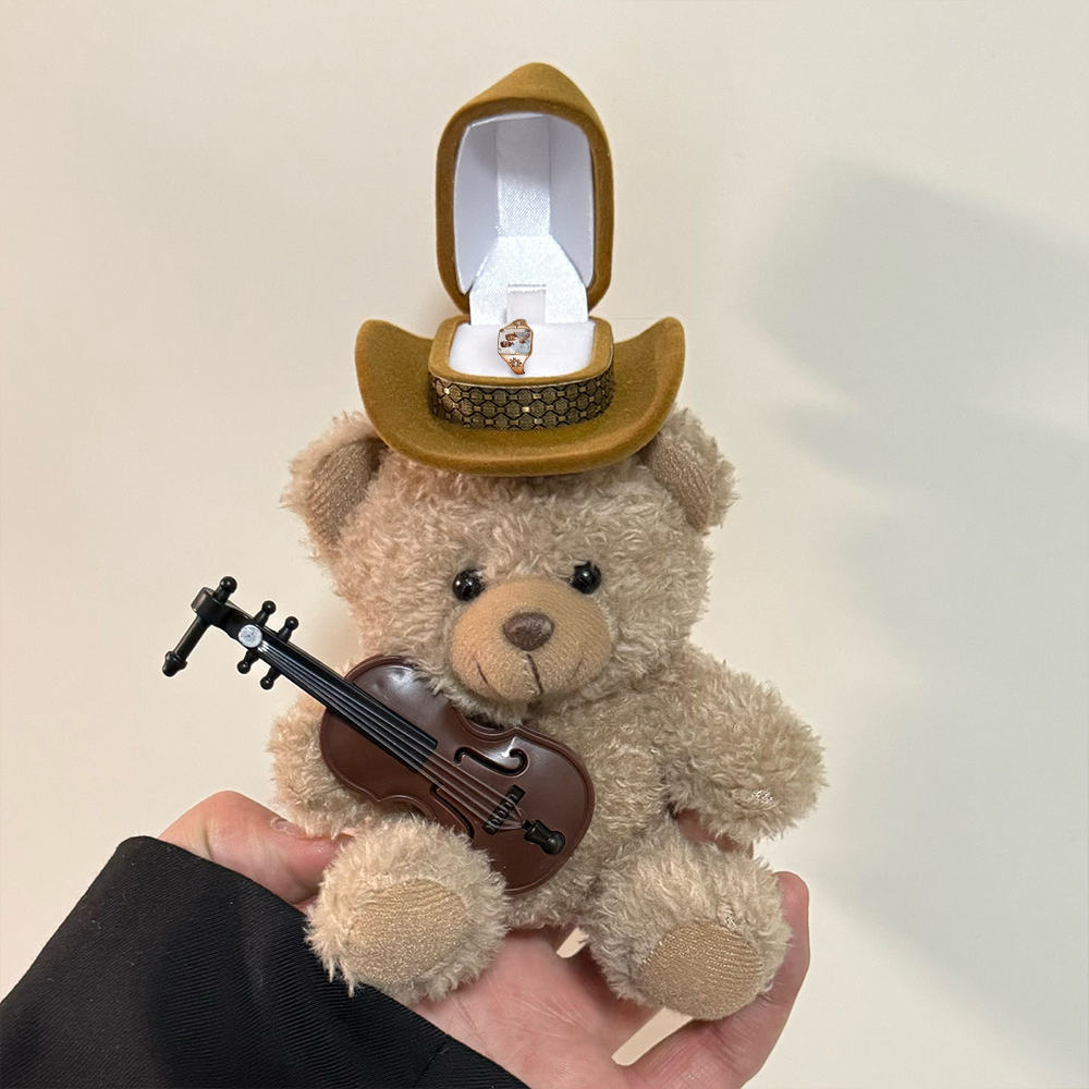 西高地白梗犬造型戒指盒,附帽子,適合送給她的可愛訂婚珠寶禮物 - PhotoMoonLampTW