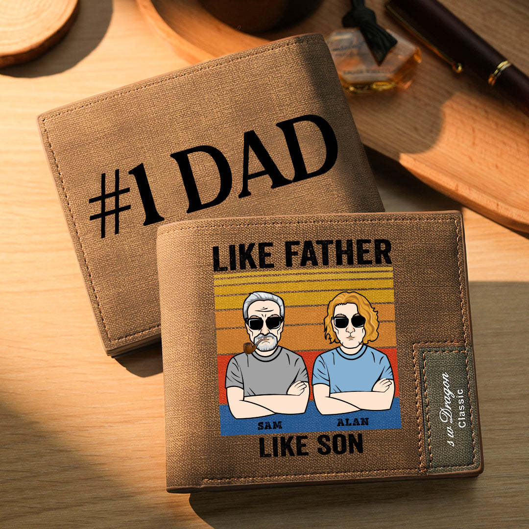 父親節禮物定制錢包如父如子個性化錢包男士雙折錢包 - PhotoMoonLampTW