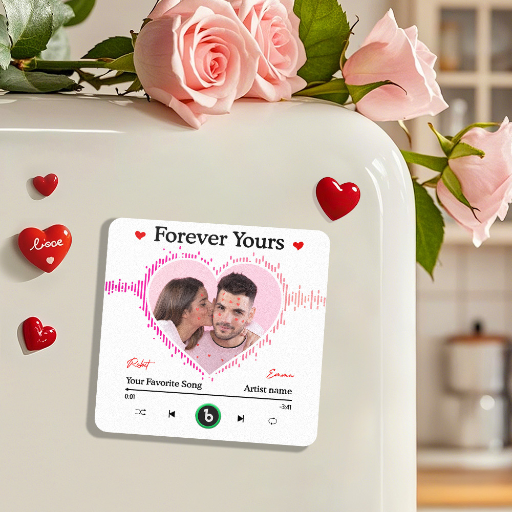 自訂 即使我們分開我們也在一起 冰箱貼 無需手機即可播放音樂 音樂 個人化姓名和照片 藍牙冰箱貼 - PhotoMoonLampTW