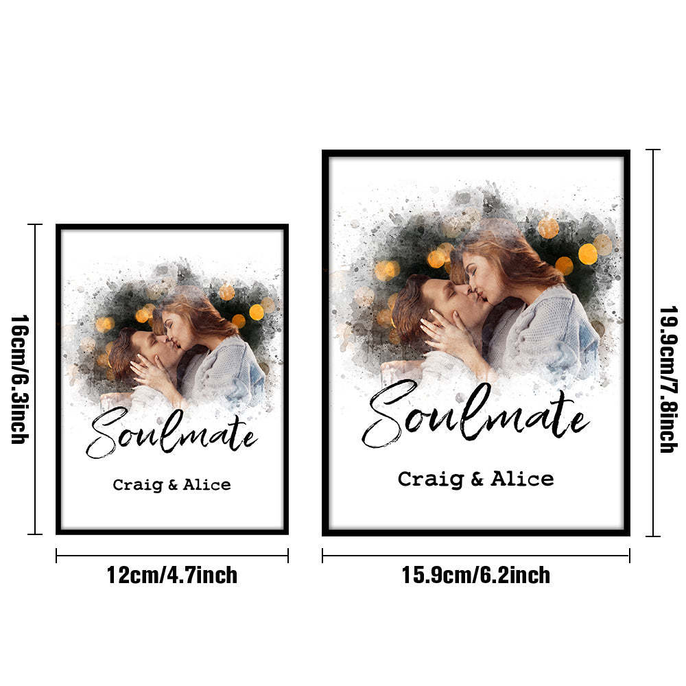 客製化照片復古牌匾裝飾個人化姓名照片拼貼相框情侶禮物 - PhotoMoonLampTW