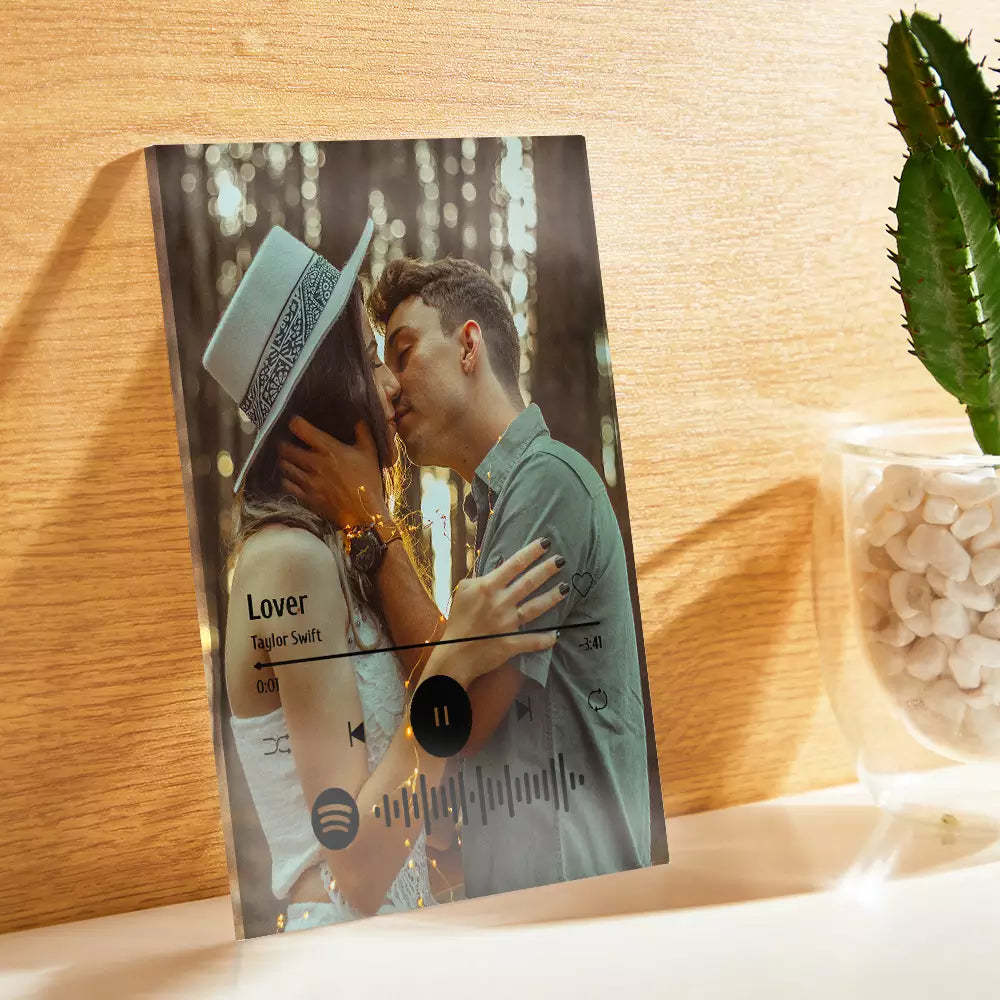 情侶定制亞克力 Spotify 玻璃鑰匙扣/牌匾禮物 - PhotoMoonLampTW