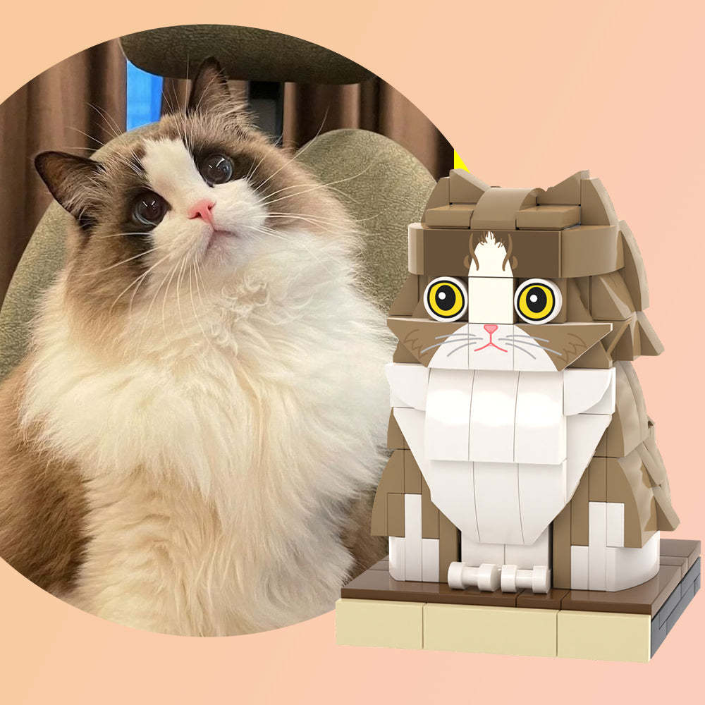客製化寵物積木人全身可客製化 1 隻貓照片積木人僅訂製貓 - PhotoMoonLampTW