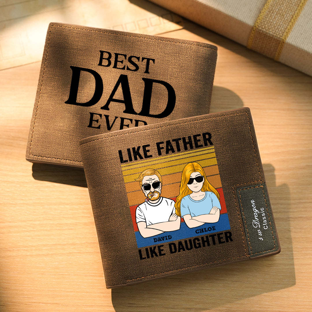 定制錢包如父如女個性化錢包男士雙折錢包給他父親節禮物 - PhotoMoonLampTW