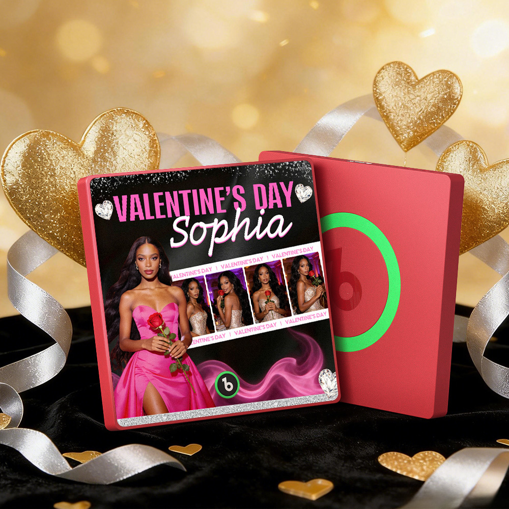 客製化音樂冰箱貼紙 彩色相框專輯冰箱貼紙 可播放歌曲 愛心氣球情人節禮物 - PhotoMoonLampTW