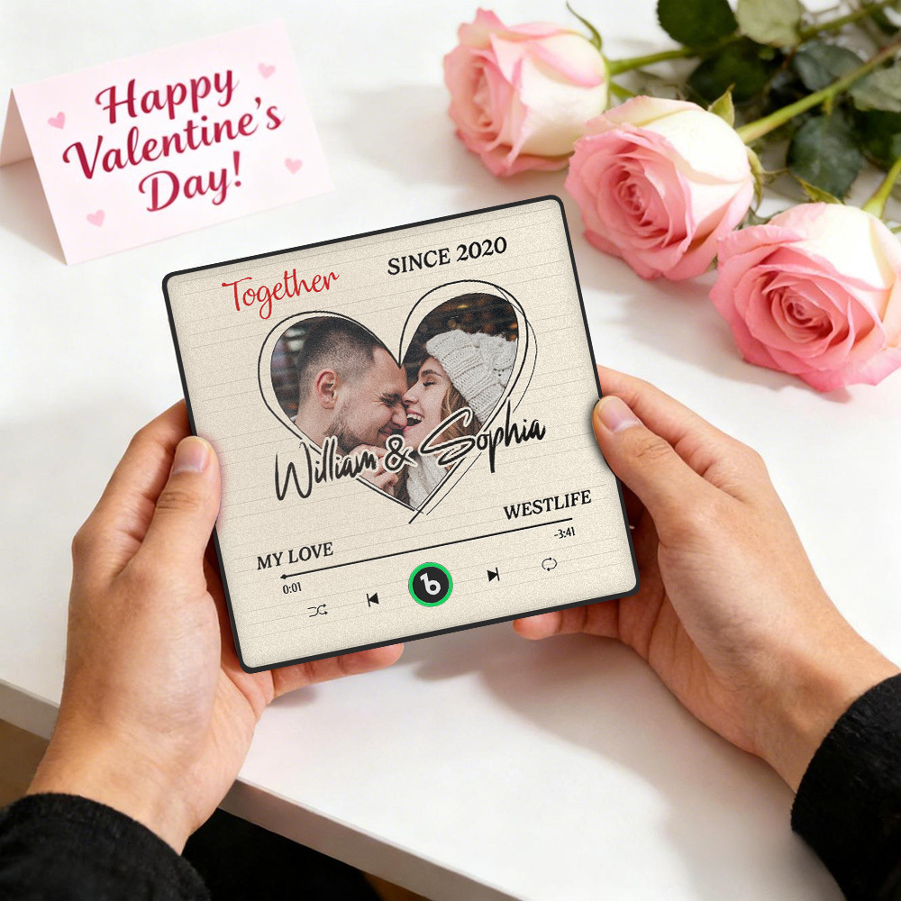 自訂 即使我們分開我們也在一起 冰箱貼 無需手機即可播放音樂 音樂 個人化姓名和照片 藍牙冰箱貼 - PhotoMoonLampTW