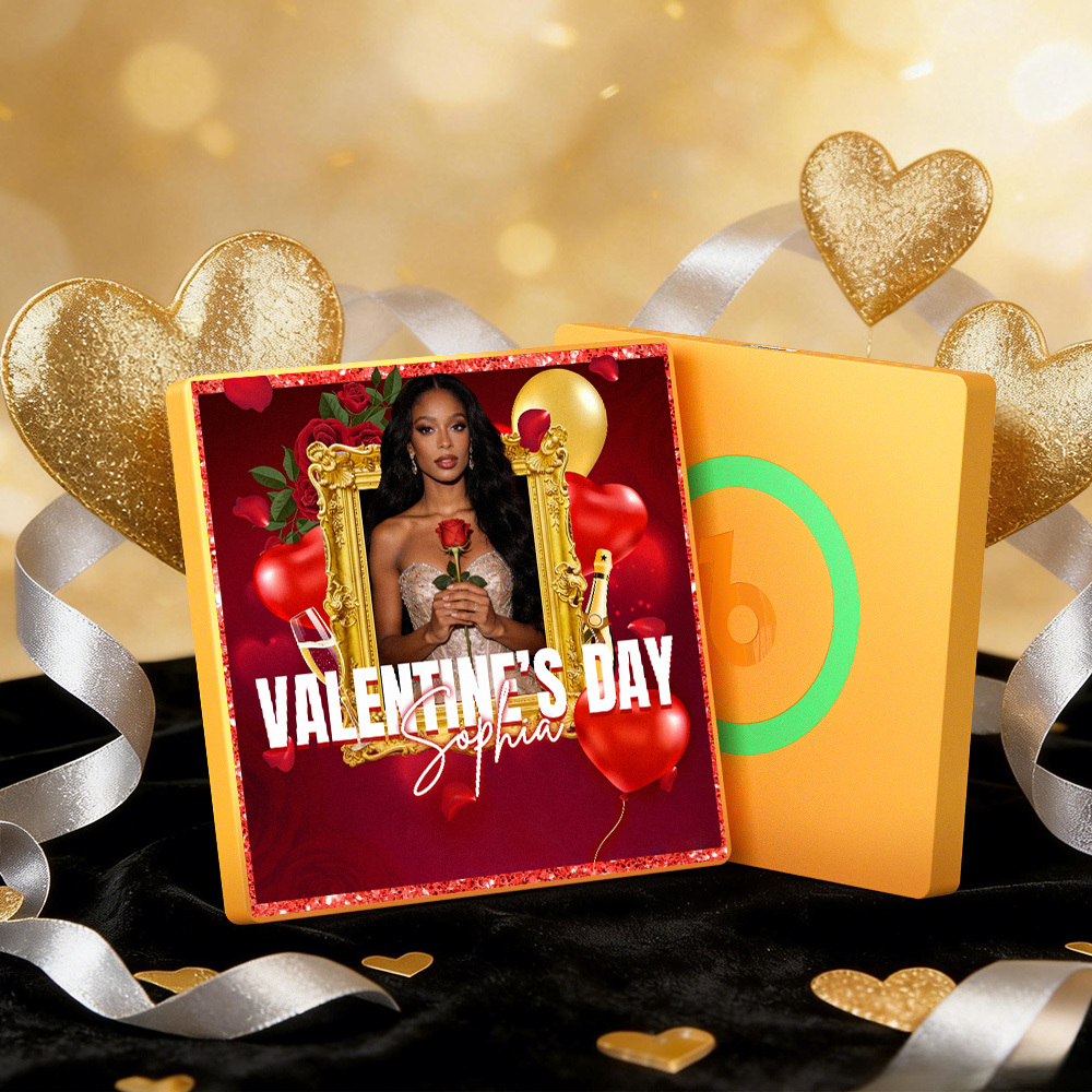 客製化音樂冰箱貼紙 彩色相框專輯冰箱貼 可播放歌曲 玫瑰相框 情人節禮物 - PhotoMoonLampTW