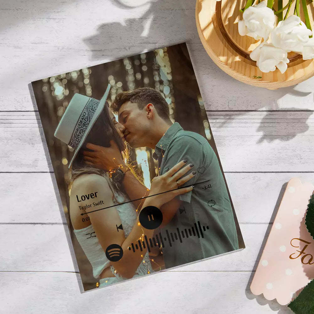 情侶定制亞克力 Spotify 玻璃鑰匙扣/牌匾禮物 - PhotoMoonLampTW