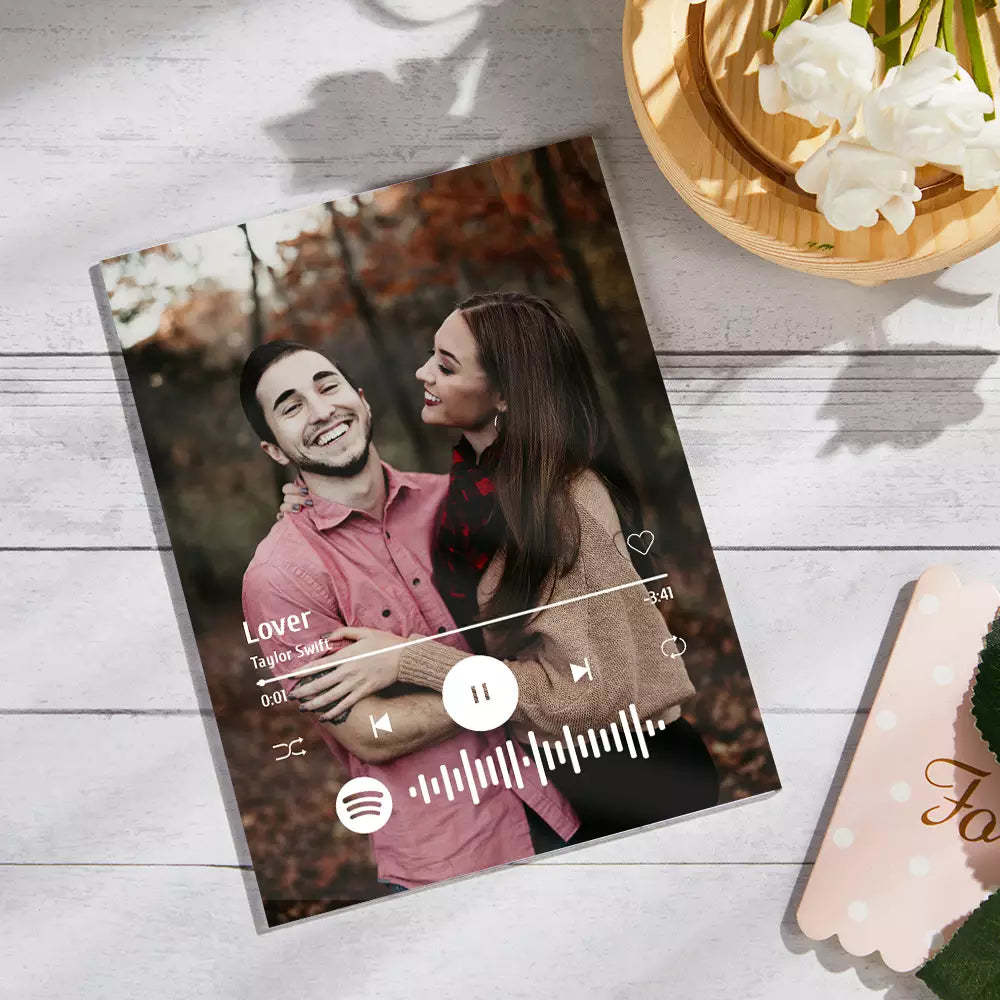 情侶定制亞克力 Spotify 玻璃鑰匙扣/牌匾禮物 - PhotoMoonLampTW