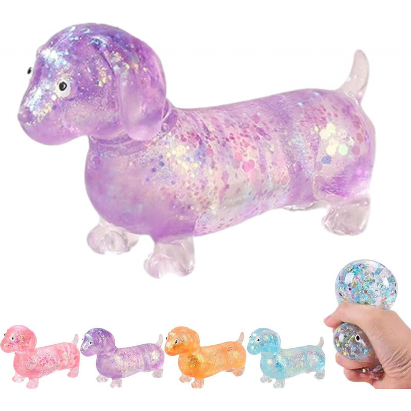 軟萌臘腸犬玩具,緩解壓力-節日禮物,適合兒童和成人,慢回彈凝膠擠壓玩具 - PhotoMoonLampTW