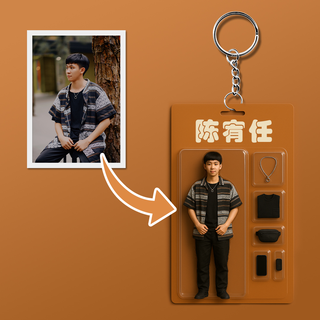 全身可自訂 3d 效果動作人物包裝玩具盒風格藝術禮物個人化 2d 印刷壓克力鑰匙圈禮物