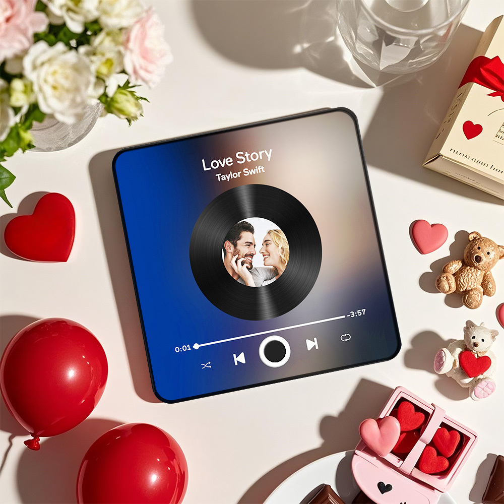 母親節個性相簿冰箱貼音樂牆照片貼紙無需手機即可播放音樂樂章音樂冰箱貼專業版可播放歌曲 - PhotoMoonLampTW