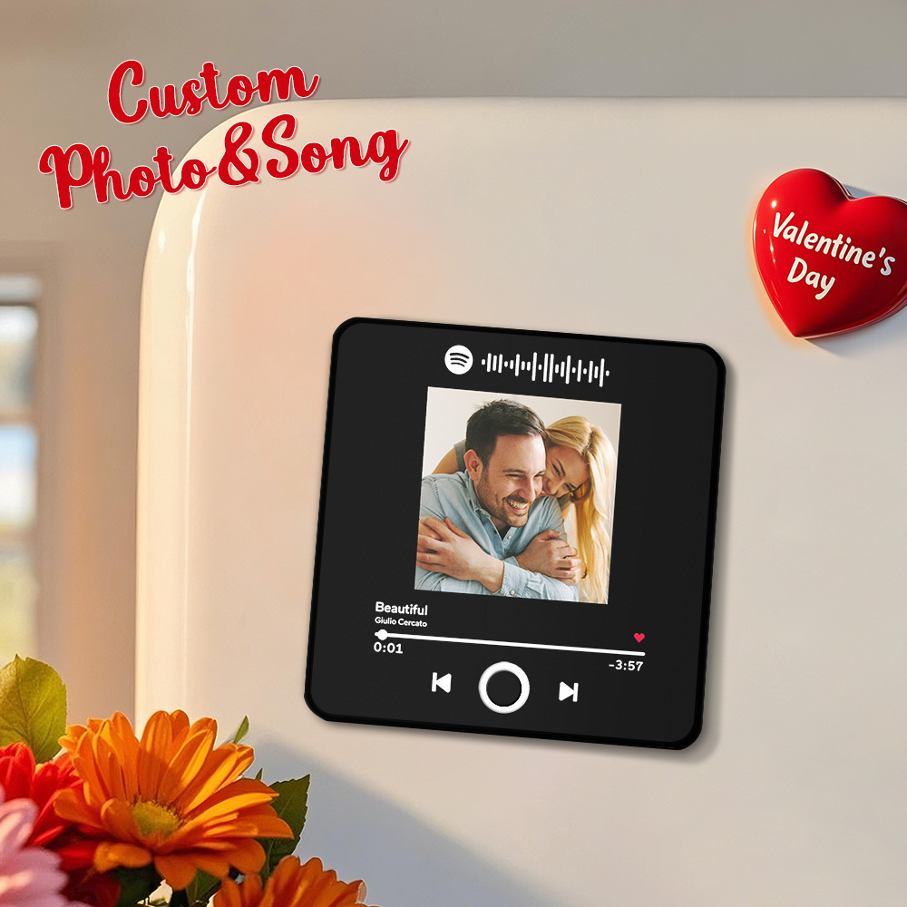 母親節個性相簿冰箱貼音樂牆照片貼紙無需手機即可播放音樂樂章音樂冰箱貼專業版可播放歌曲 - PhotoMoonLampTW