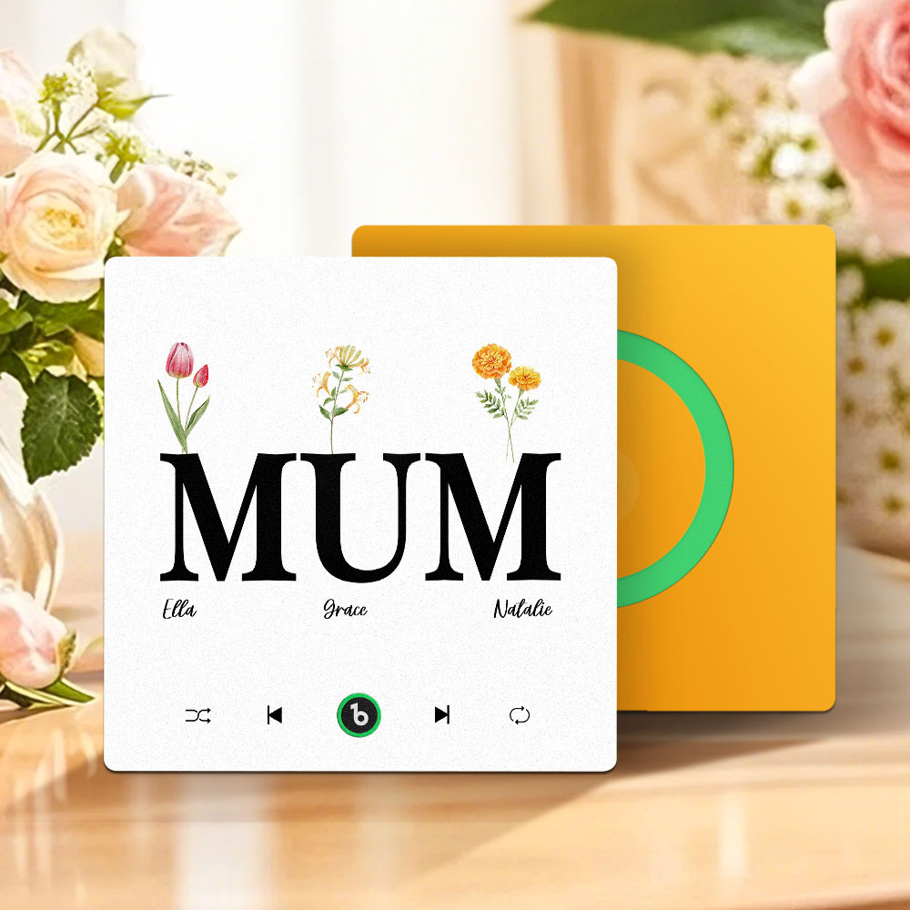 母親節禮物 客製化音樂冰箱貼紙 無框專輯冰箱貼 音樂牆貼 可播放歌曲 送給媽媽的禮物 - PhotoMoonLampTW
