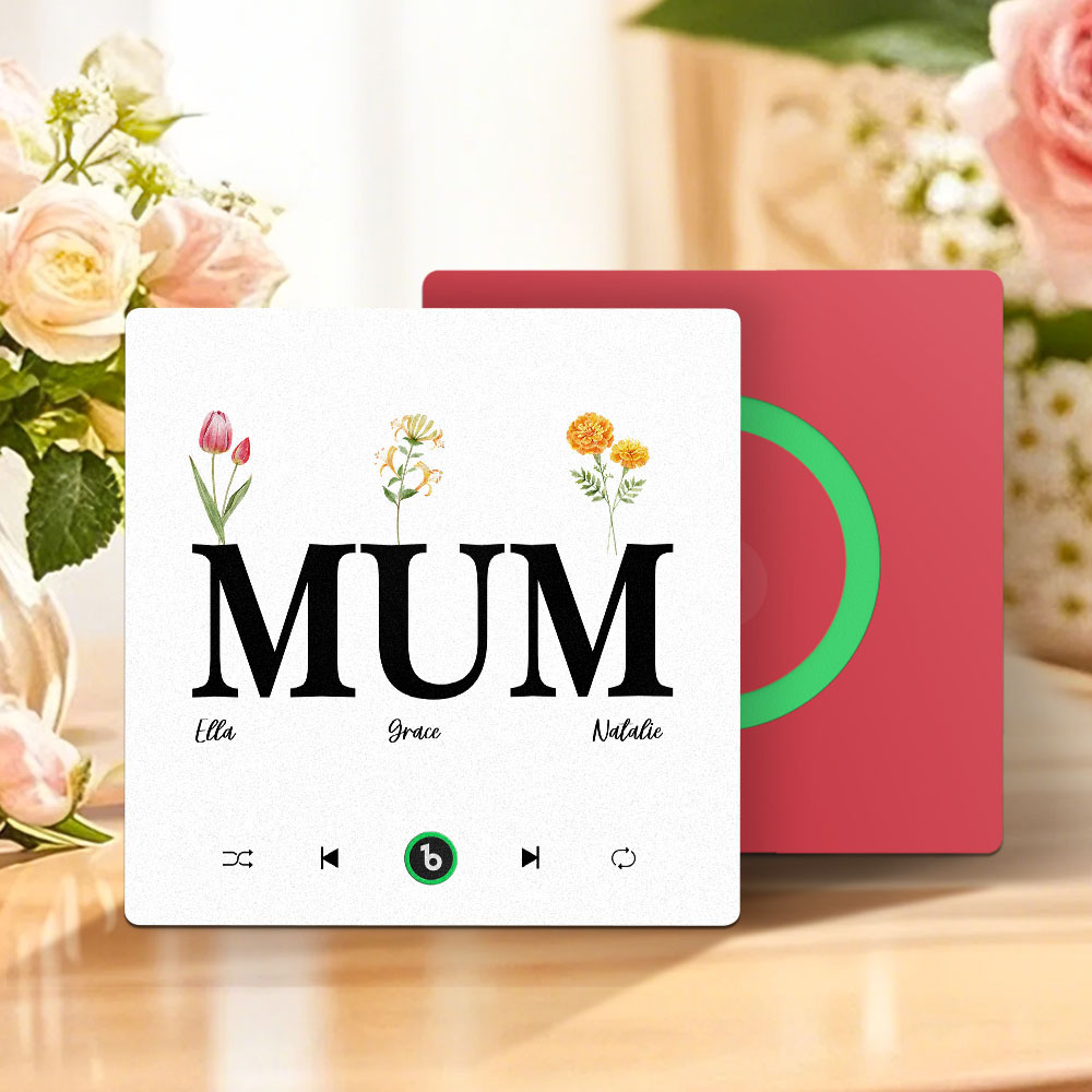 母親節禮物 客製化音樂冰箱貼紙 無框專輯冰箱貼 音樂牆貼 可播放歌曲 送給媽媽的禮物 - PhotoMoonLampTW