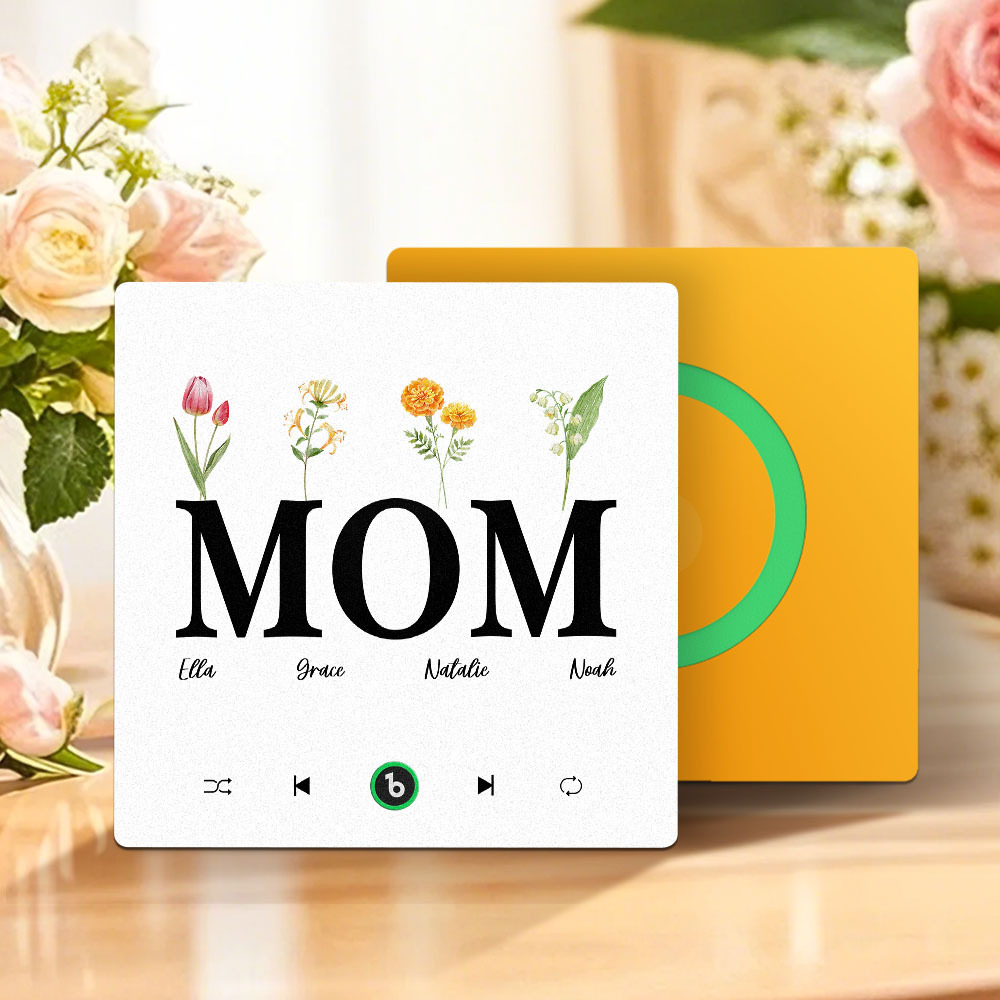 母親節禮物 客製化音樂冰箱貼紙 無框專輯冰箱貼 音樂牆貼 可播放歌曲 送給媽媽的禮物 - PhotoMoonLampTW