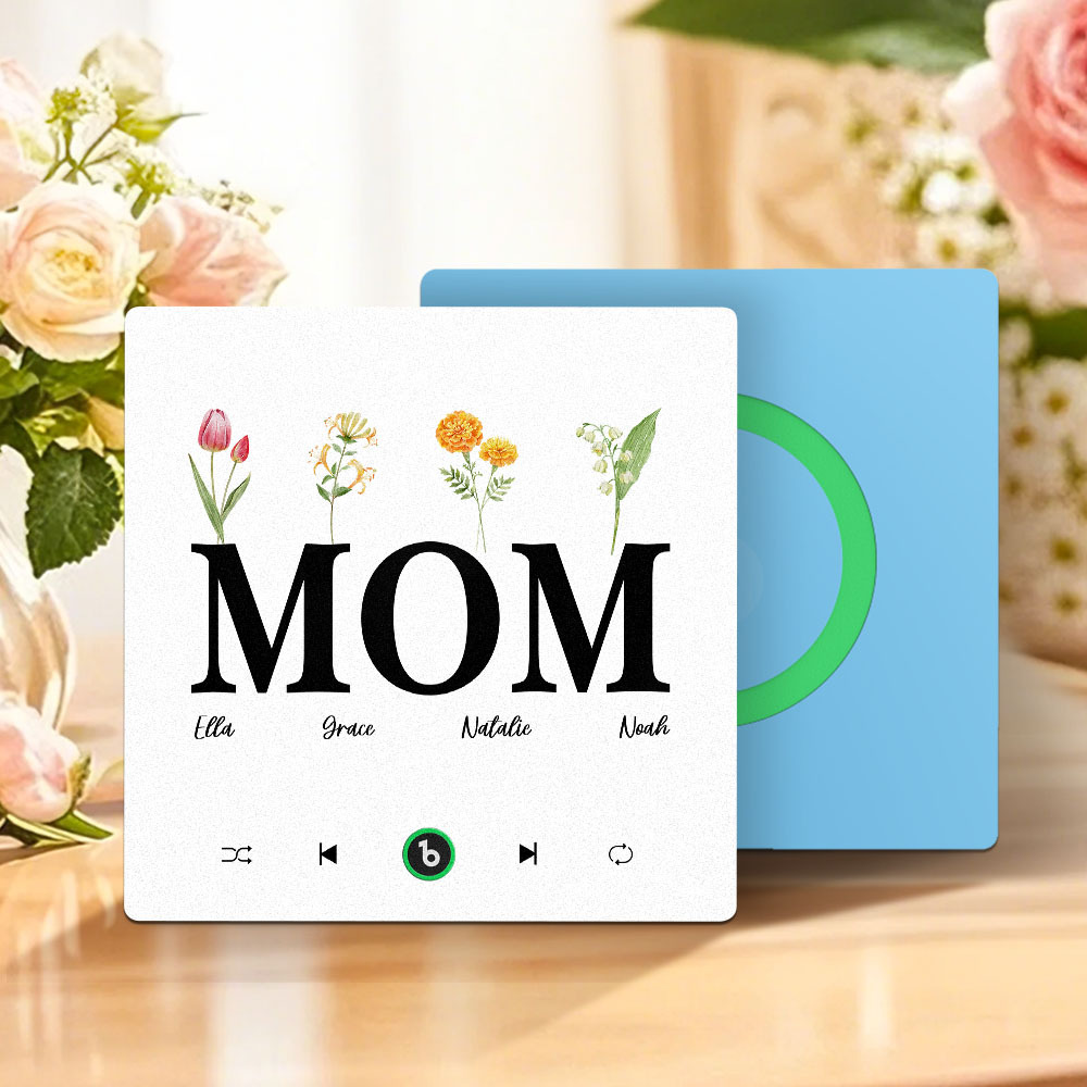 母親節禮物 客製化音樂冰箱貼紙 無框專輯冰箱貼 音樂牆貼 可播放歌曲 送給媽媽的禮物 - PhotoMoonLampTW