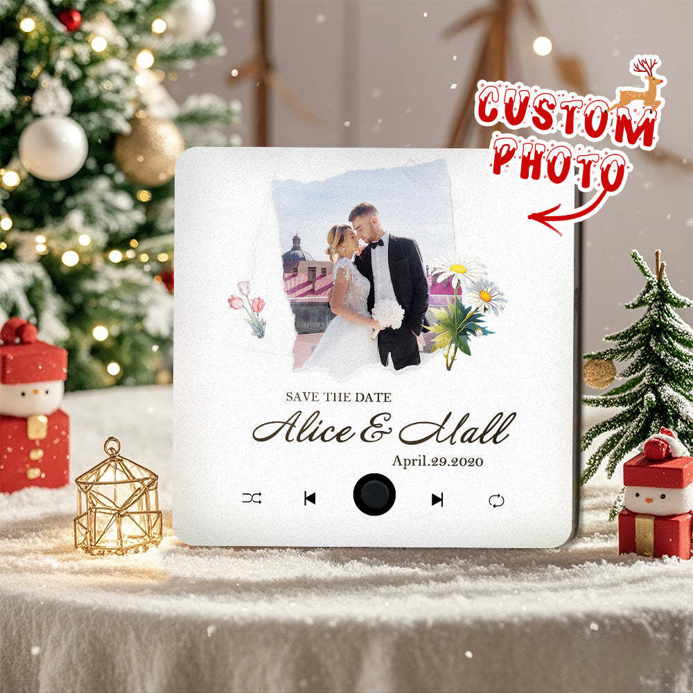 音樂冰箱貼客製化情侶聖誕禮物個人化音樂磁鐵可播放歌曲結婚禮物 - PhotoMoonLampTW