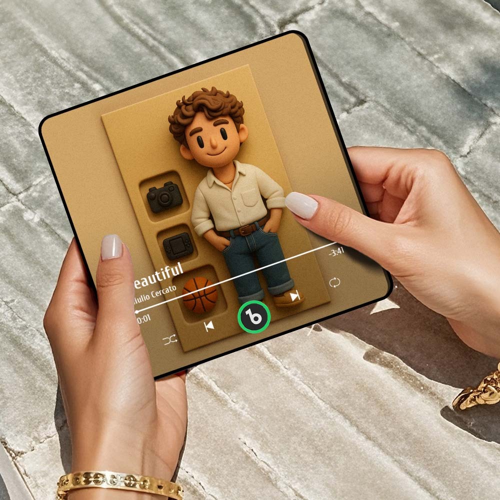 全客製化可動人偶肖像音樂冰箱貼個人化黏土風格相框 - PhotoMoonLampTW