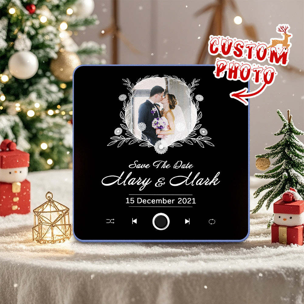 音樂冰箱貼客製化情侶聖誕禮物個人化音樂磁鐵可播放歌曲結婚禮物 - PhotoMoonLampTW