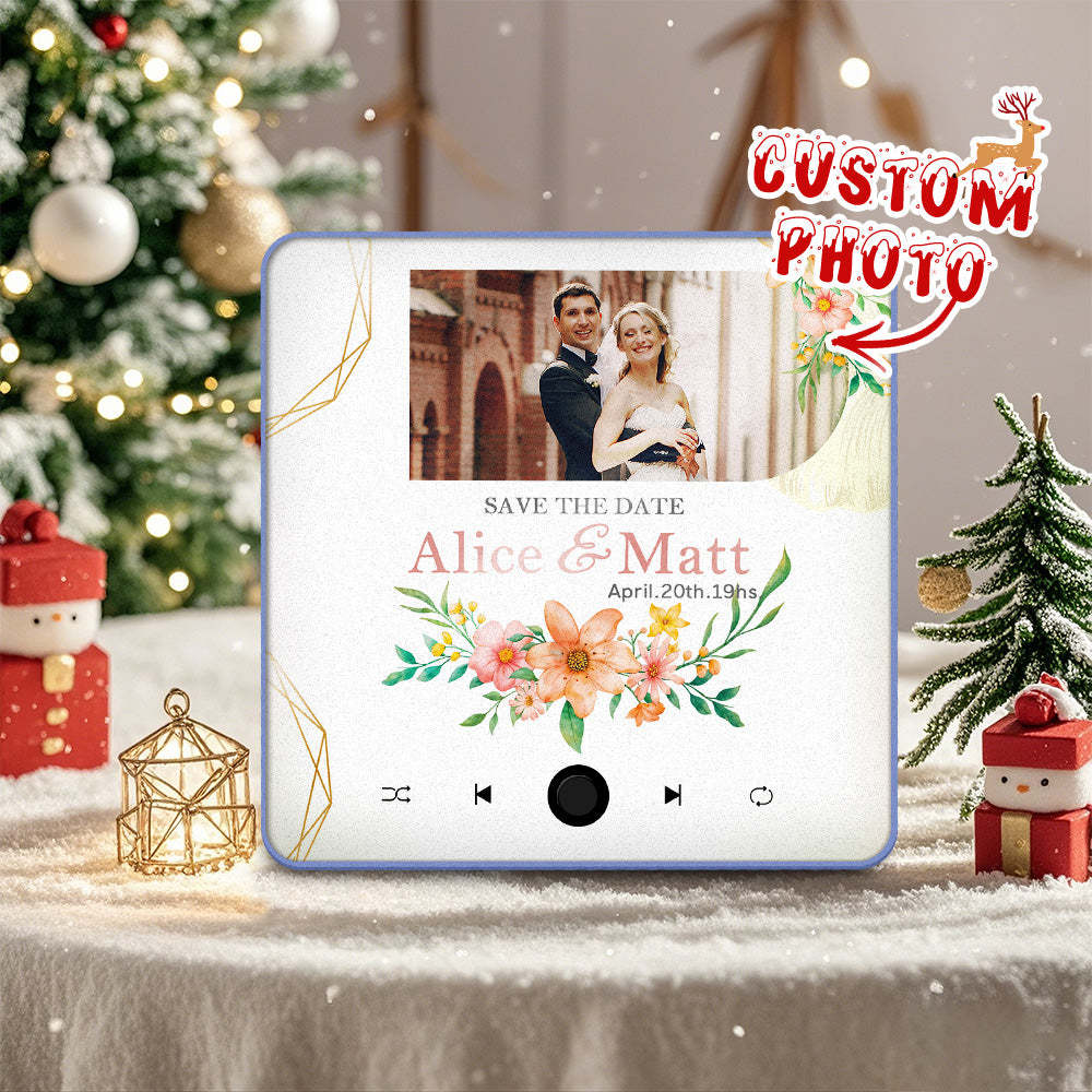 音樂冰箱貼客製化情侶聖誕禮物個人化音樂磁鐵可播放歌曲結婚禮物 - PhotoMoonLampTW